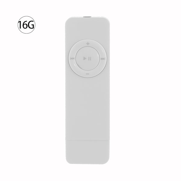 Bærbar oppladbar tapsløs HiFi-lyd MP3-spiller U-disk-opptaker 16 GB hvit