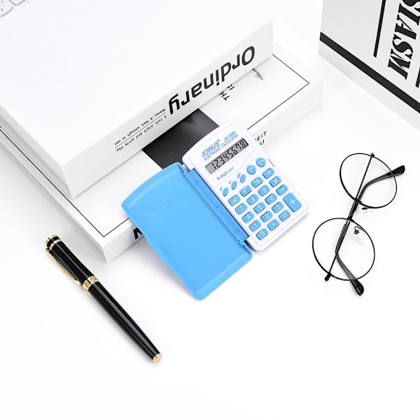 Farverig Mini Elektronisk Lommeregner JS-328D Model Beregning Kontorartikler (Blå)