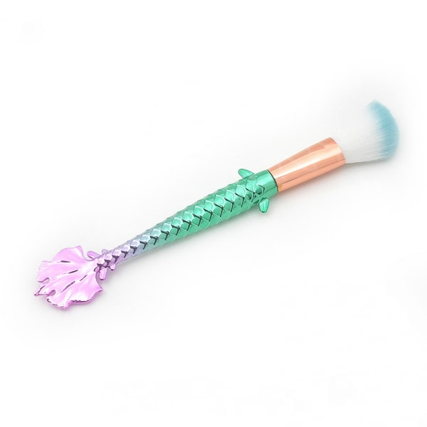 Mermaid Tail Powder Sky Blue Gradient Handle Meikkisivellin, 1kpl Contour Highlighter Brush, Makeup Beauty Tool