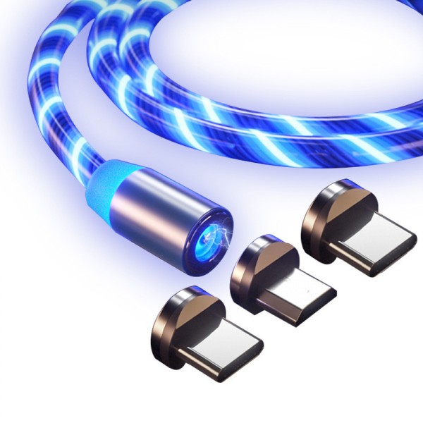 Valaistu magneettinen pikaliitäntä irrotettava LED-laturikaapeli USB-johto valaistulla seinäpistokkeella
