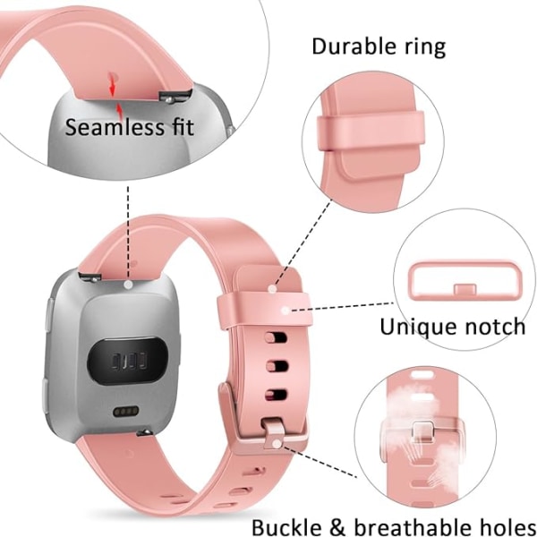 Den smarte urrem er kompatibel med Fitbit versa Smartwatch, versa 2 og versa Lite se ure til kvinder og mænd（ Peach-S）