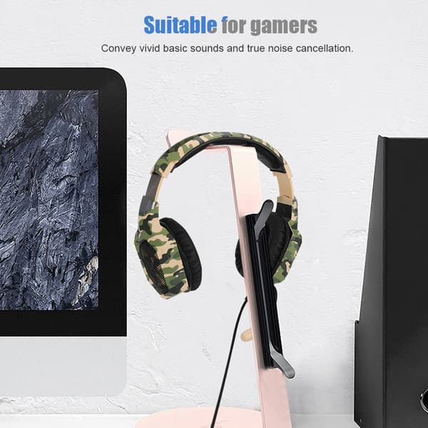K8 Computer Gaming Headset med LED-lys og støjreducerende mikrofon til bærbar computer