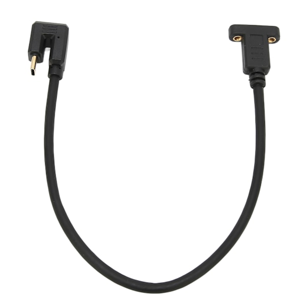 USB-kaapeli 0,3 m USB 3.1 Type-C uros naaras 10 Gbps U-tyyppinen kyynärpää paneelikiinnitysruuvin reiällä autodatakaapeli