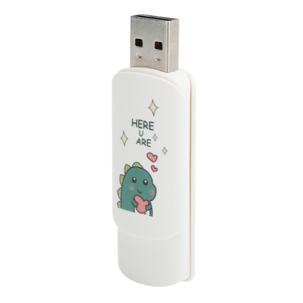 U-disk med skjutbart lock, tecknat mönster, bärbar USB-minne, minneskort, datalagring, liten dinosaurie med hjärta, 4 GB