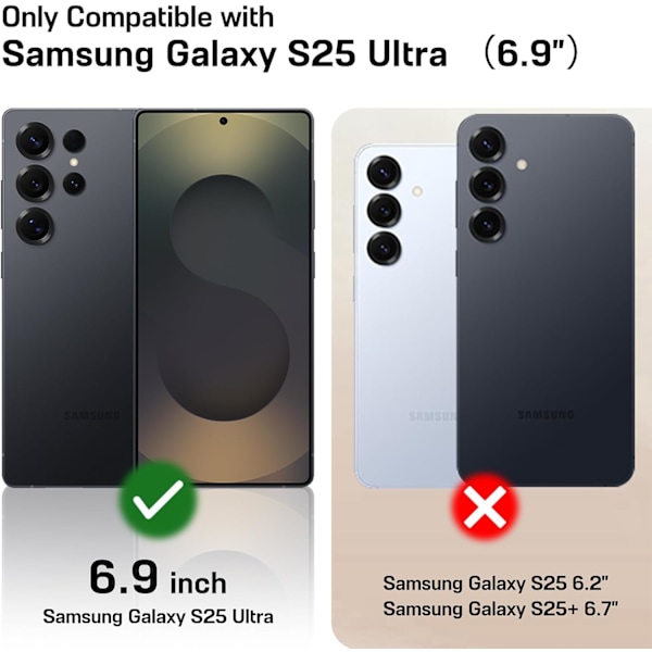 Samsung Galaxy S25Ultra 6.9 tommer Cover, Premium Læder Klassisk Luksus PU Skridsikker Robust Bumper Stødsikker Fuld Beskyttende Black