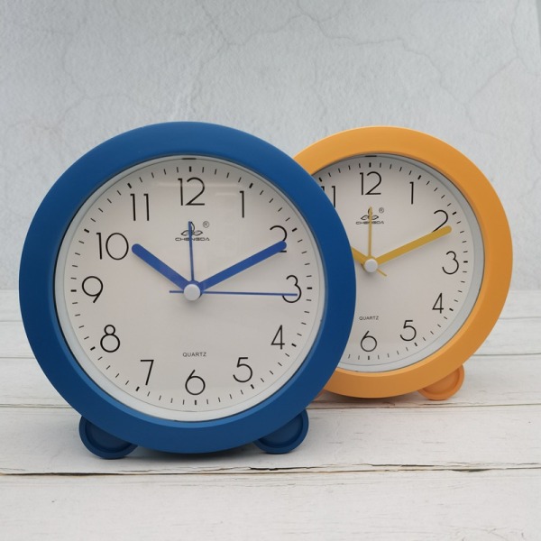 5 inch Simple style European style student children cute clock bedroom silent bedside small alarm clock(Round Yellow)