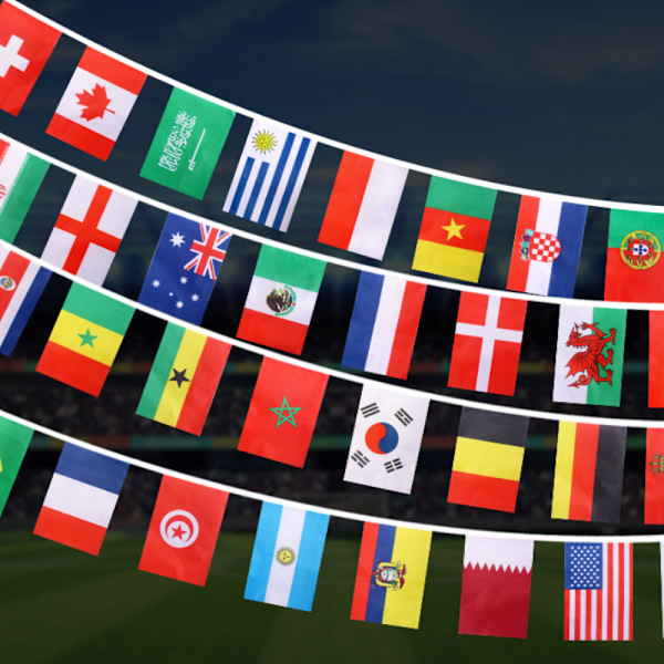 VM-flag 2022 VM-vimpler banner Top32 lande streng flag dekoration til fodbold - 32 fod 32stk 14*21cm flag