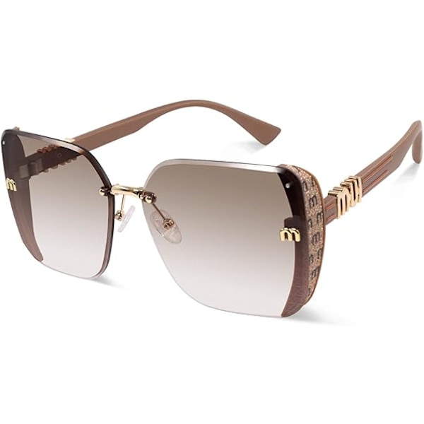 Klassiske Trendy Firkantede Oversized Solbriller Dame Herre UV400 Store Designer Shades Beige Frame/Brown