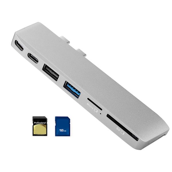 Multifunktionell USB-C till TF Hub Adapter PD Laddningsdockningsstation för MacBook Pro