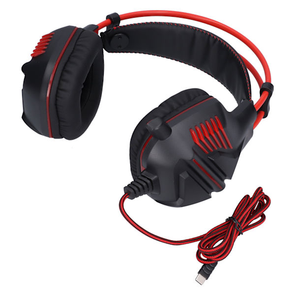 Typ C Gaming Headset Justerbar Trådbunden Over Ear Spelhörlurar med Mikrofon LED-ljus