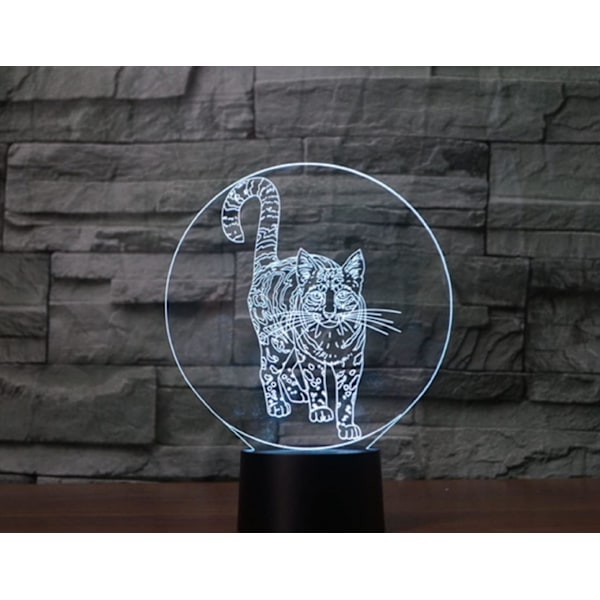 3D Kitty Fjernkontroll 16 Farger Nattelysbilder Illusions Akryl LED Bord Nattbord Lampe Barn Soverom Skrivebord Dekor Bursdagsgaver Leke for Barn