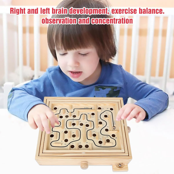 Træ Labyrinth Spil, Marmor Kugle Tilt Maze Brætspil, Bord Balance Spil og Legetøj til Børn og Voksne