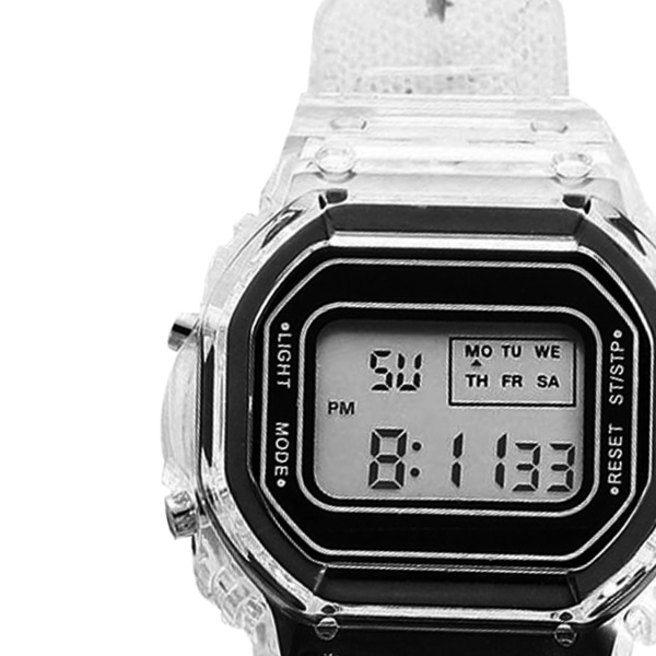 LED Digital Watch Transparent Vattentät Lättvikts Exakt Time Sports Armbandsur (Black