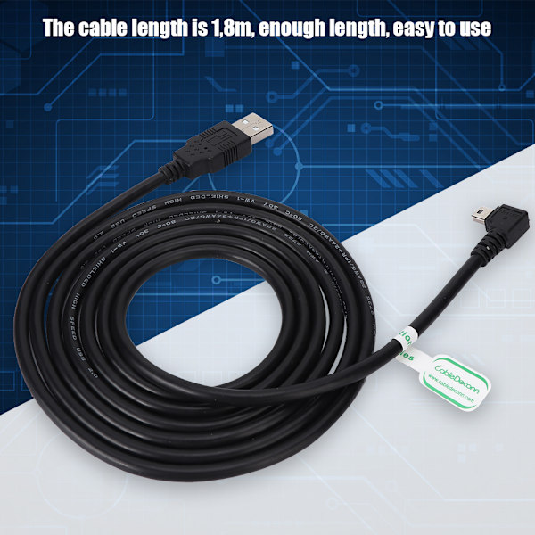 2 st 1,8 m Mini USB till USB Vinklad Kabel för Mobil HD Dataöverföring Elektronisk Utrustning