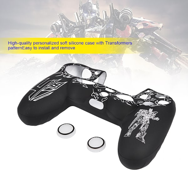 Blød silikone cover med Transformers-design til PS4-controller - Hvid og sort
