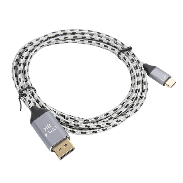 HD-videokabel flätad typ C till DP 8K Displayport 1.4 ingenjörsadapter 2 meter T0404