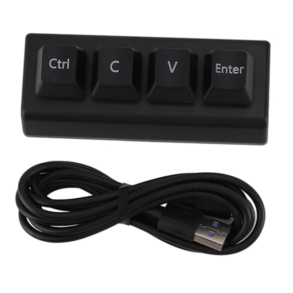 Programmerbar tastatur 4 taster Støtte NKRO Rød bryter Ctrl C V Enter Mini mekanisk tastatur for spillkontor Media Svart