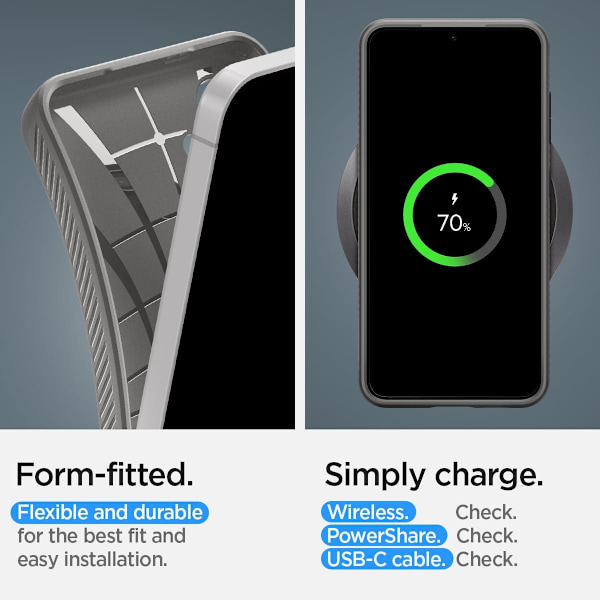 Liquid Air-deksel designet for Galaxy S24plus 6.7 (2025) [Ingen magnetring], [Beskyttelse i militærklasse] - Matt svart Marble Gray