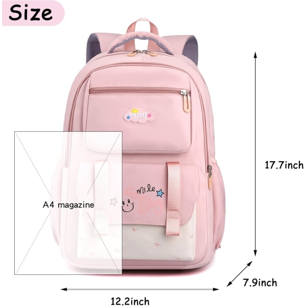 Makukke Ryggsäck för Flickor Barn, Söt Kawaii Skolväska Lätt Ryggsäck för Mellan- och Högstadiet med Anti-Stöldficka Purple