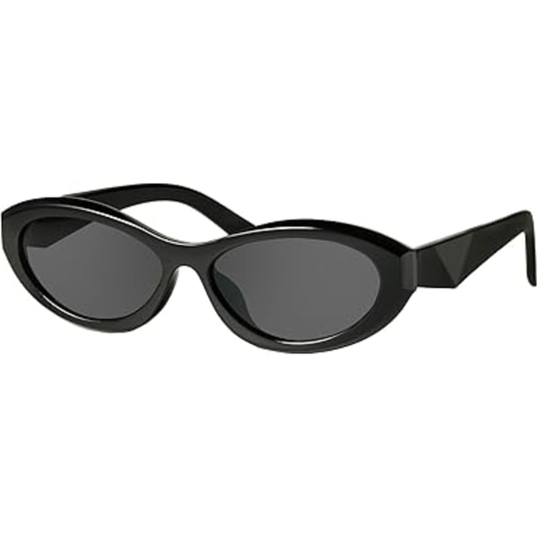 Ovale Katteøje Solbriller til Kvinder Retro Y2K Stil MS52372 Black