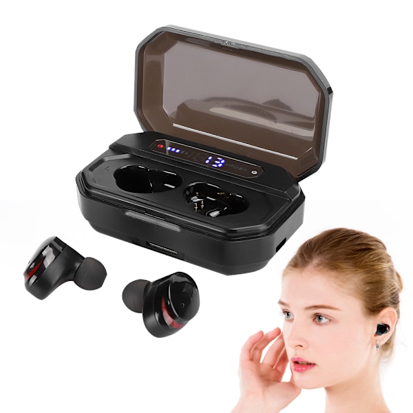 Trådløse sportsøretelefoner Bluetooth 5.0 Touch TWS ørepropper Mini In‑Ear hodetelefoner F8Black