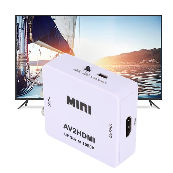 1080P USB-drevet AV til HDMI HD videokonverter for dekoderbokser DVd VCD spillkonsoller (hvit)