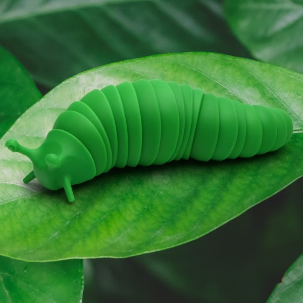 Fidget Slug, 3D-tryckt ledad klibbig stretch slug fidget leksak, sensoriska leksaker för autistiska, vänlig ledad slug - Fidget leksak (grön)