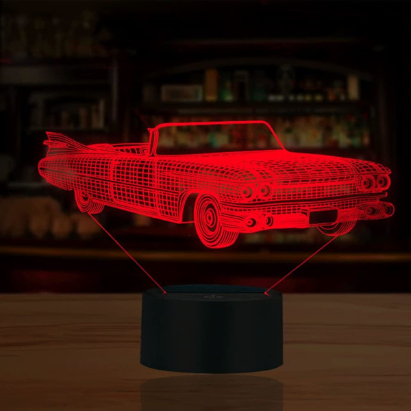 3D Racingbil Nattlampa LED-lampa Illusion 7 Färgväxlande Bordsskiva Dekorationslampor Födelsedagspresent Akrylbas USB-kabel Leksak