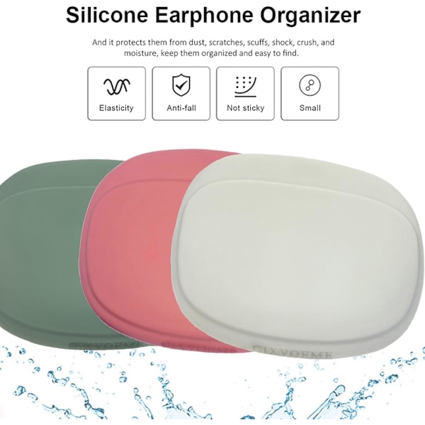 Silikone Hovedtelefon Organizer - Datakabel Opbevaringsetui - Mini Nøgleboks - Bærbar Ledningsført Headset Opbevaringspose Red-Grey-Green