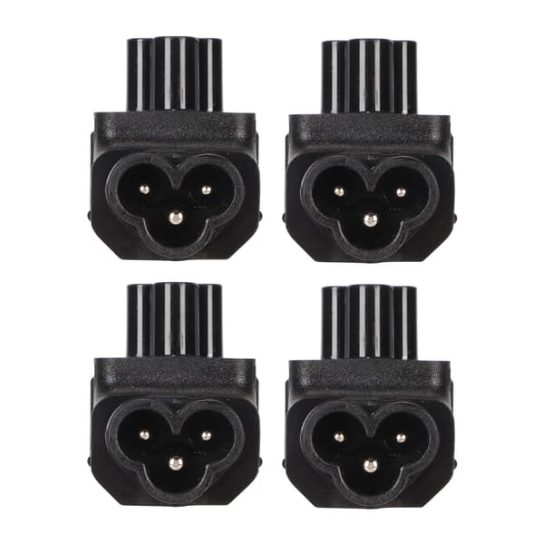 4 stk. IEC320 C6 til IEC320 C5 strømadapter, plug and play C6 til C5 vinkeladapter 90 grader strømadapter til UPS PDU-server