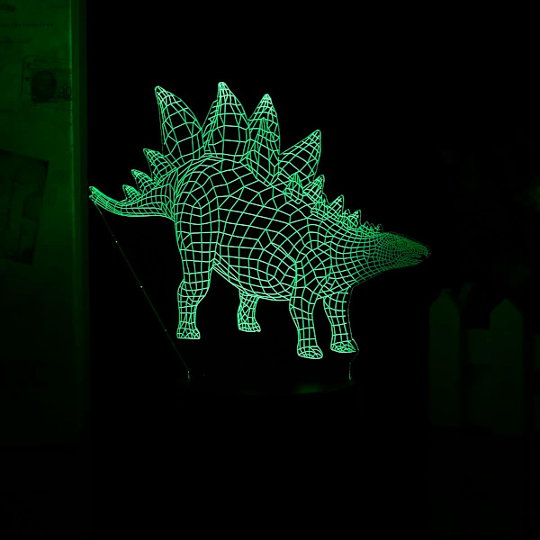 Spinosauruksen Dinosaurus Illuusio 3D Yövalo USB 7/16 Väriä Kaukosäätimellä Pöytälamppu Koti Sisustusvalo Lasten Joululahja (Musta Jalusta)