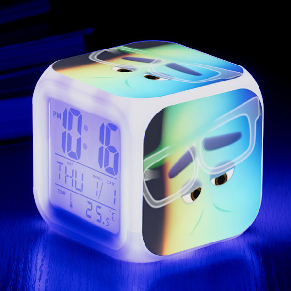 Wekity Anime Mind Adventure Färgglad väckarklocka LED Kvadratisk klocka Digital väckarklocka med tid, temperatur, alarm, datum