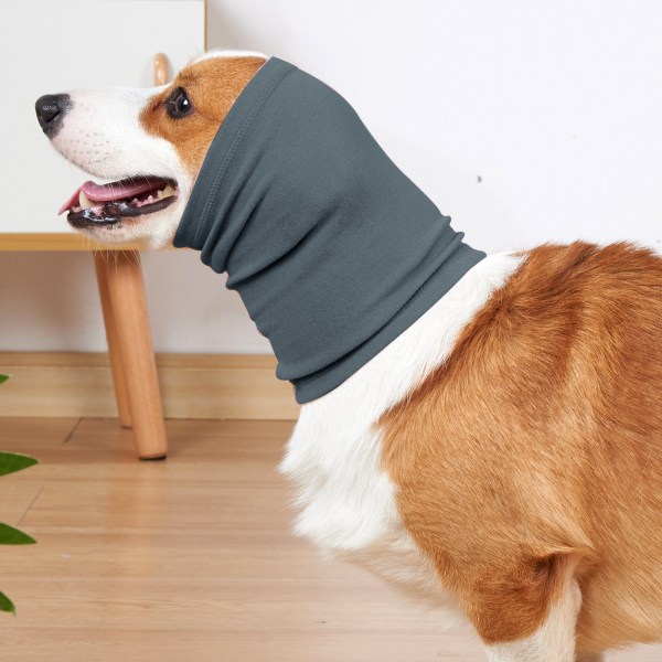 Hundeørebetræk, Hundeørevarmere Hundehætte til støjbeskyttelse Angstlindring Hals- og ørevarmer til hunde og katte (Lyseblå, Medium)