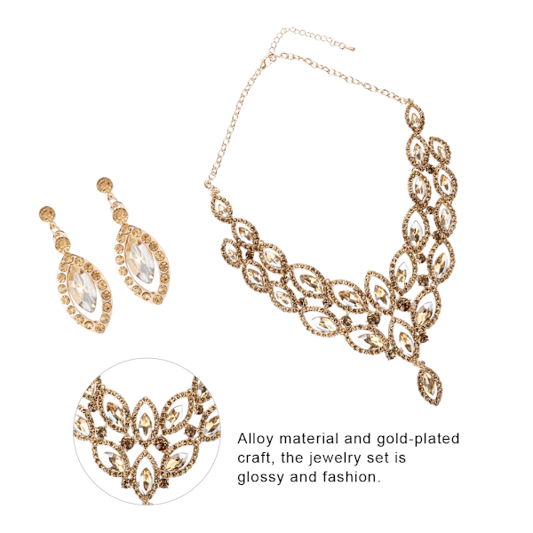 Alloy Crystal Glass Rhinestone Halskæde Øreringe Luksus Smykkesæt til Brude Bryllup 4#