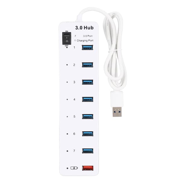 USB3.0 7 Hurtig Hub USB Hurtig Opladningsgrænseflade ABS Computer Tilbehør Hvid