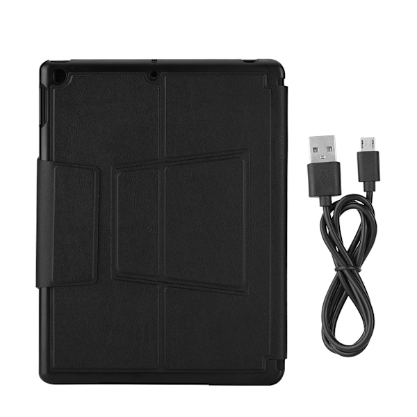 Trådløst Bluetooth-tastatur stativ læder etui cover 7 farver lysstyrke til Ipad/IPadAir sort