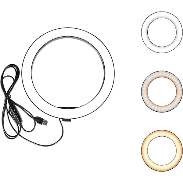 Ring Light OEBLD Dimbar med 3 Lysmoduser & 10 Lysstyrkenivåer LED Ring Fylllys for Telefon Live Stream Sminke YouTube Shooting