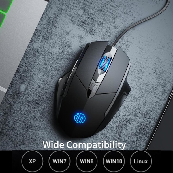 Trådløs Mus, Ergonomisk Design, 4 Nivåer DPI Justerbar og 6 Knapper, Optimert USB Trådløs Optisk Mus for PC Bærbar Datamaskin for Arbeid og Spill