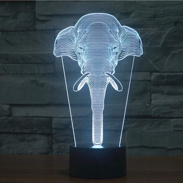3D LED Vild Ulv Optisk Illusion Natlampe, 7 Farveskift Touch Switch USB Drevet Soveværelse Dekoration Bordlampe