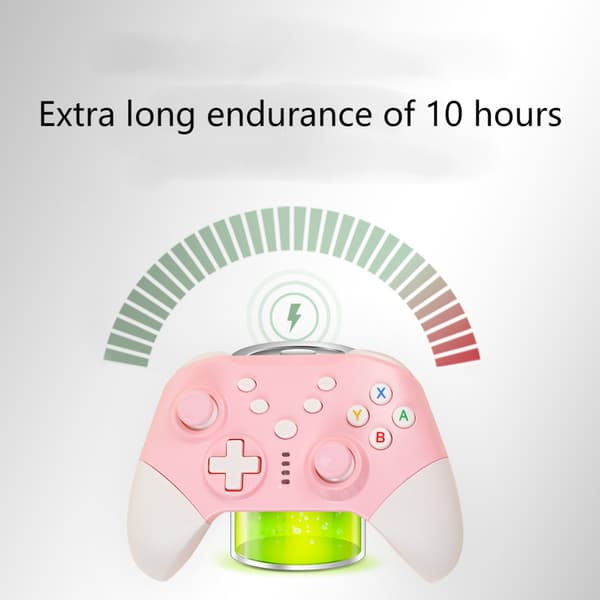 Trådløs Switch Pro-kontroller for Switch/Switch Lite/Switch Oled, 6-akset gyroskop og dobbel vibrasjon (rosa)