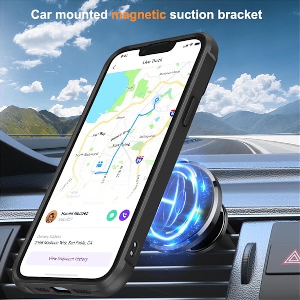 Yhteensopiva iPhone 15 -kuoren kanssa, jossa on näkymätön magneettinen O-rengasteline, läpikuultava, yhteensopiva Mag-Safe-tekniikan kanssa, erinomainen pito black