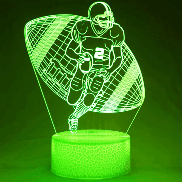 3D Rugby Fodbold Natlys Bordsklampe Optisk Illusion Lamper 7 Farveskiftende Lys LED Bordlampe Julegave Hjem Kærlighed Fødselsdag Børn Gave