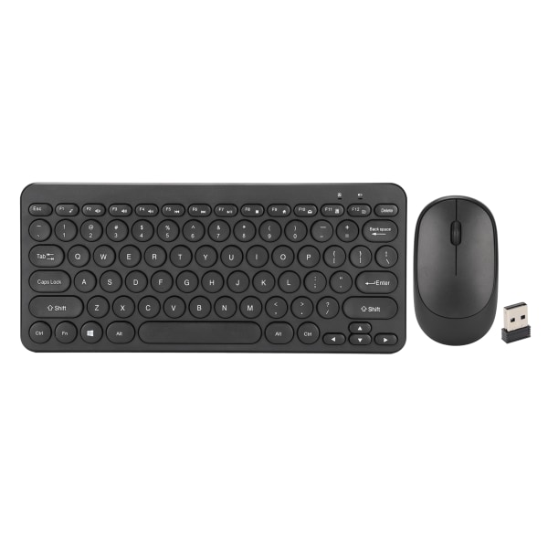 Tastatur Mus Combo 2.4G trådløse runde tastaturer Ergonomisk design Lydløs mus USB-modtager Tastatur og mus Black