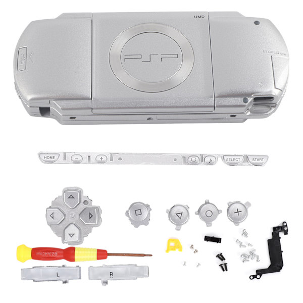 Ersättning ABS-material värdspelkonsol skal med skruvmejsel för PSP1000-konsol silver