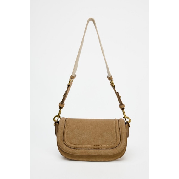 Damväska Mörkbrun Sadelväska Flap Axelväska Casual Mode Mocka Crossbody Väska