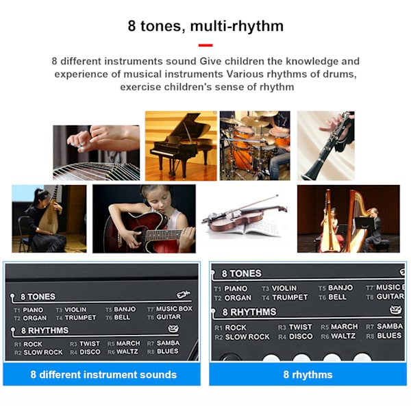 Børns elektroniske klaver 37 tangenter multifunktions keyboard musikinstrument tilbehør BF-430A2