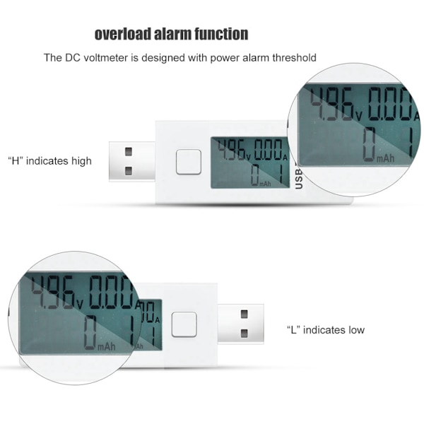 Mini USB-testeri Jännitevirta Kapasiteetti Testeri Ilmaisin LED-ilmaisimella 9V 3A