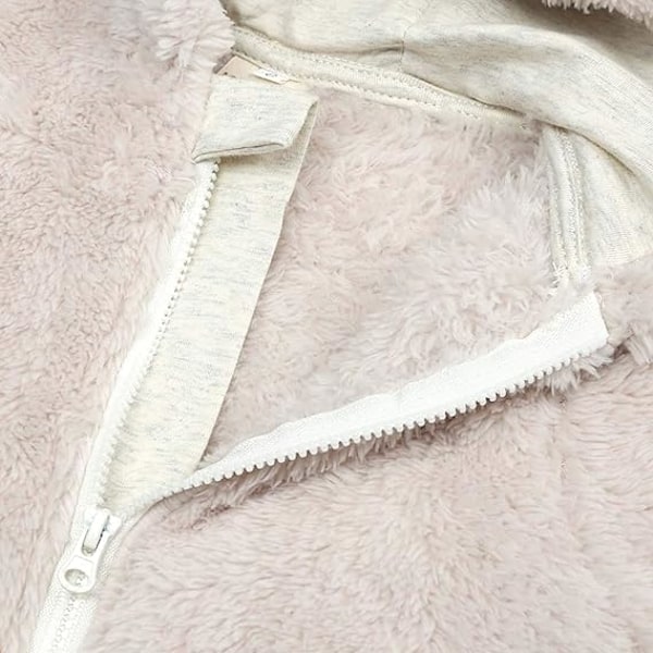 Nyfödd Baby Jumpsuit Fleeceoverall med Huva Långärmad Onesie Ytterkläder cream-coloured 12M