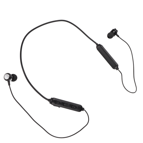 Bluetooth-headset, nackmonterat trådlöst headset, nackband sport-headset, brusreducerande öronproppar med mikrofon, svart