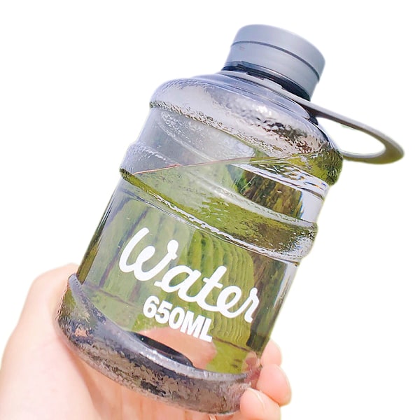 Mini Lille Ren Spand Kop Plast Vand Kop Vand [Transparent Sort] 650ml Enkelt Kop + Lanyard